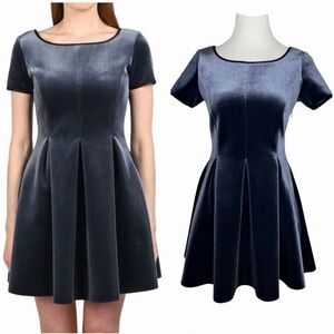 MAJE Velvet Scuba Mini Dress Size Medium Midnight Navy Skater Holidays Cocktail